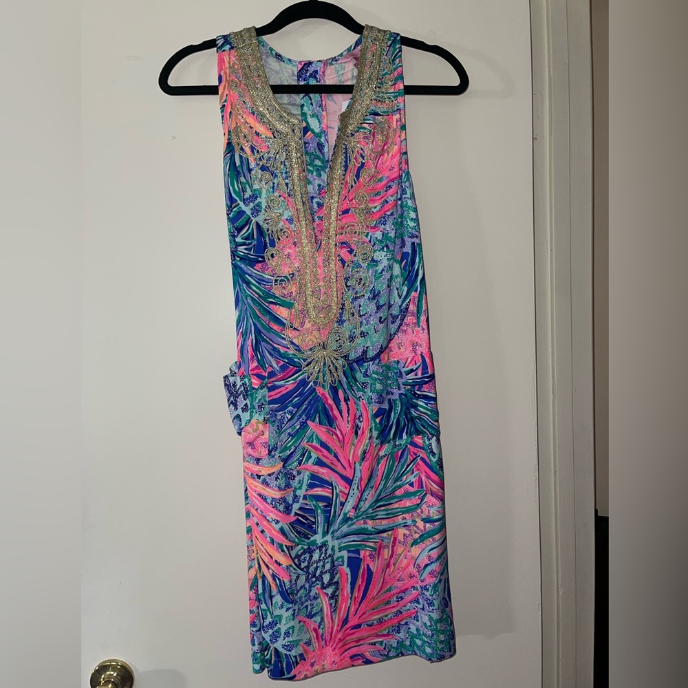 NWT Lily Pullitzer Resort-Wear Dress with Gold Embellishment!
